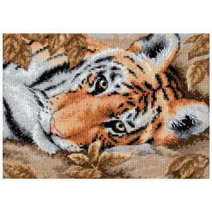 Counted Cross Stitch Kit 7"X5"-Beguiling Tiger, Dimensions, 65056