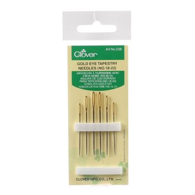 Clover Tapestry Gold Eye Needles 238 – Sizes 18-22, 6 pcs