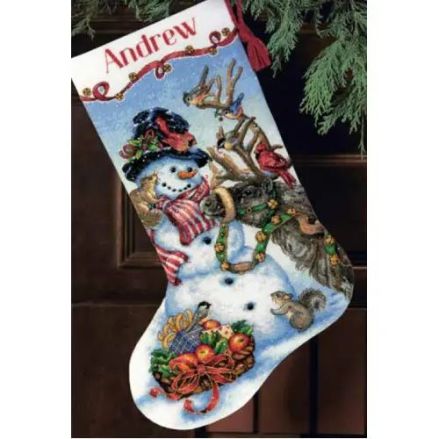 Counted Cross Stitch Kit Snowman Gathering Stocking, Dimensions 70-08866