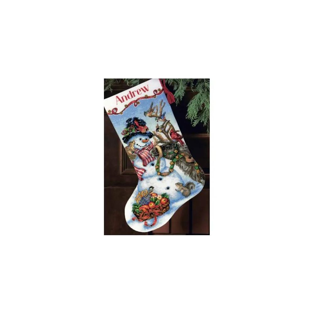 Counted Cross Stitch Kit Snowman Gathering Stocking, Dimensions 70-08866