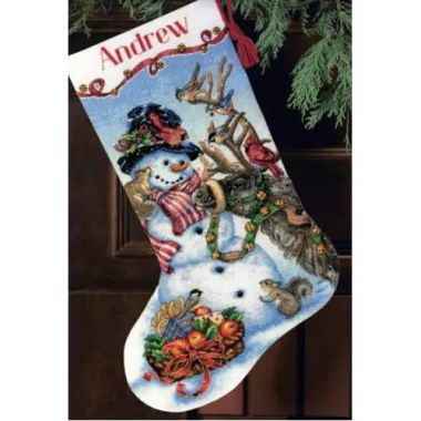 Counted Cross Stitch Kit Snowman Gathering Stocking, Dimensions 70-08866