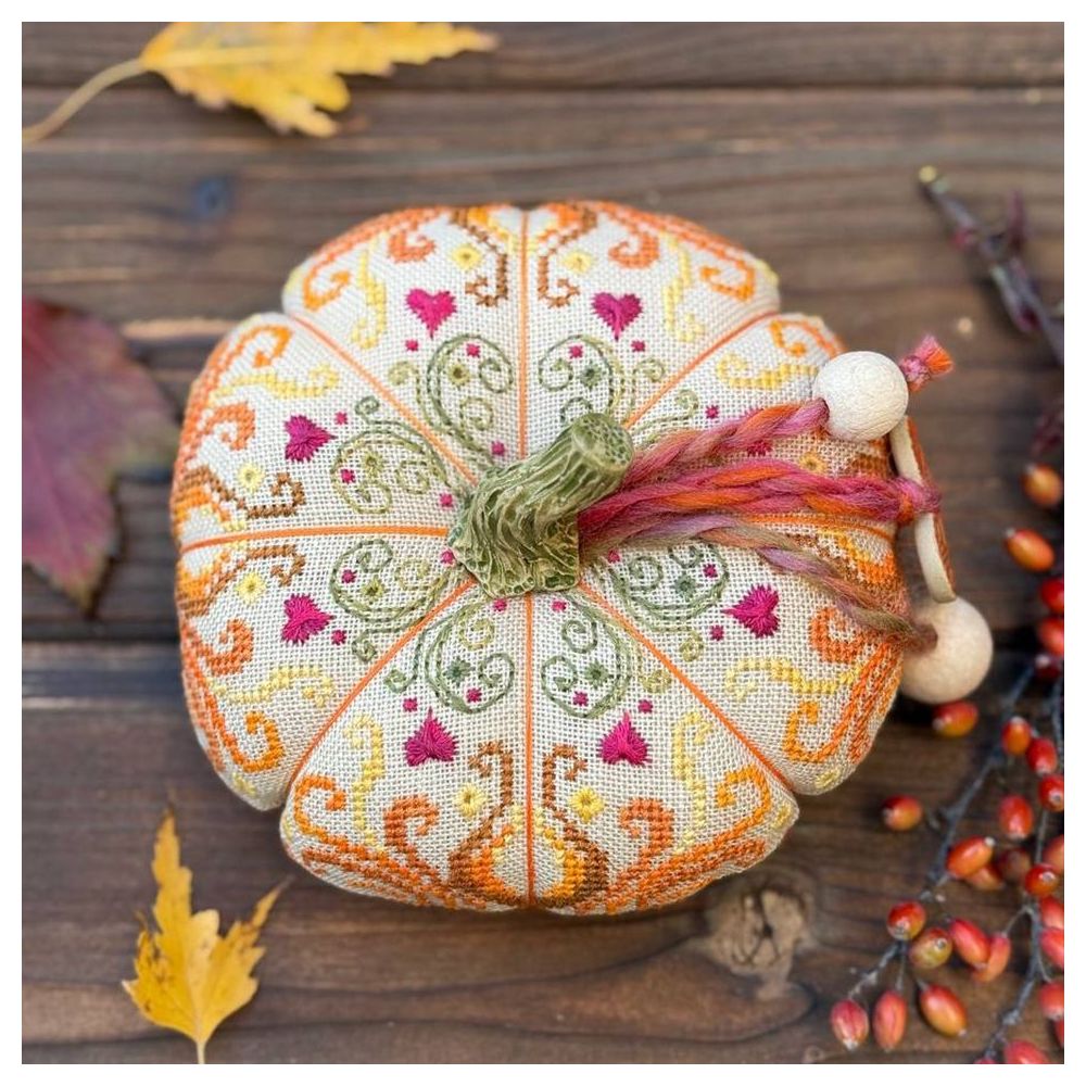 Pumpkin Fall Heart Counted Cross Stitch sampler Tela-Artis X-357