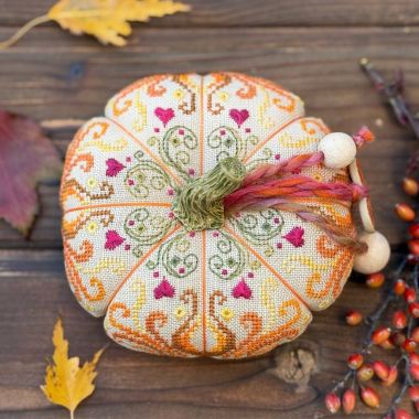 Pumpkin Fall Heart Counted Cross Stitch sampler Tela-Artis X-357