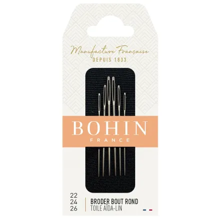 Bohin Cross Stitch Needles 00880 – Sizes 22/24/26, Set of 6