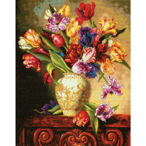 Counted Cross Stitch Kit 12"X15"-Parrot Tulips, Dimensions, 70-35305