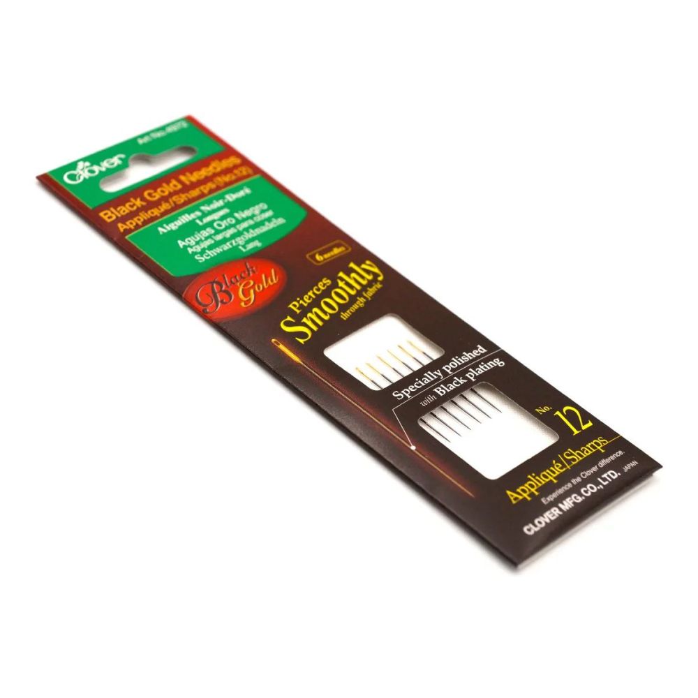 Clover Black Gold Applique/Sharps Needles 4972 – Size 12, 6 pcs