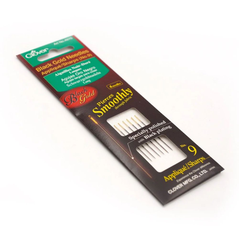 Clover Black Gold Applique/Sharps Needles 4970 – Size 9, 6 pcs