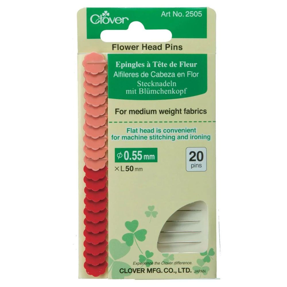 Clover Flower Head Pins 2505 – 0.55mm × 50mm, 20 pcs