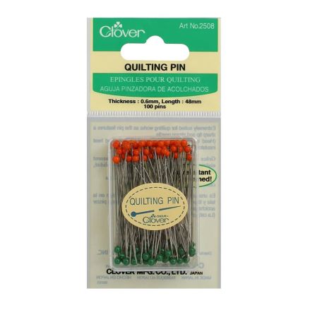 Clover Quilting Pins 2508 – 0.6mm × 48mm, 100 pcs