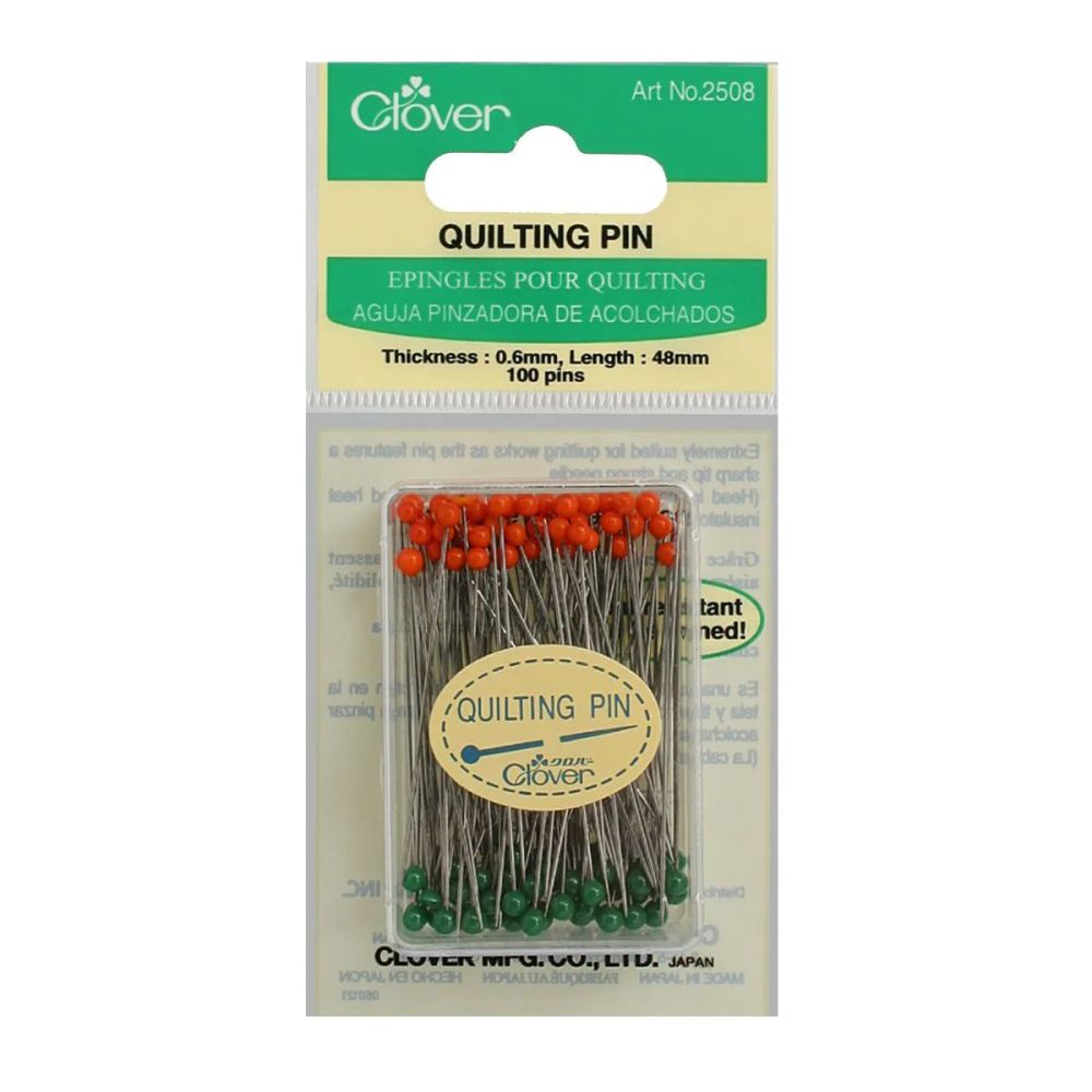 Clover Quilting Pins 2508 – 0.6mm × 48mm, 100 pcs