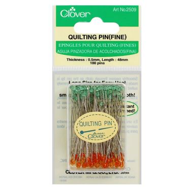 Clover Quilting Pins Fine 2509 – 0.5mm × 48mm, 100 pcs