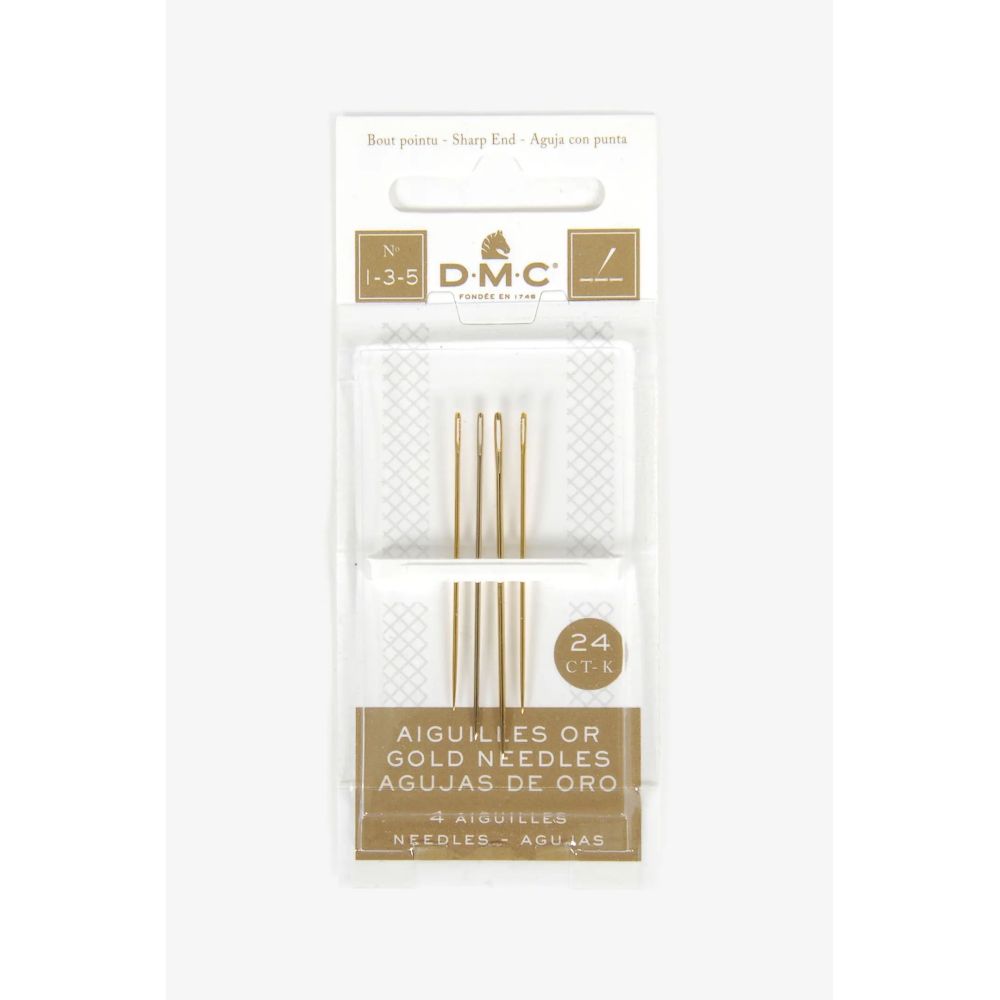 DMC Gold Embroidery Needles 6132 – Sizes 1/3/5, 4 pcs