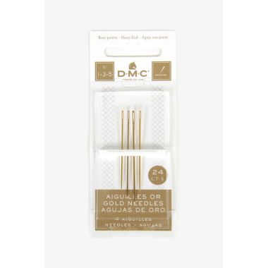 DMC Gold Embroidery Needles 6132 – Sizes 1/3/5, 4 pcs