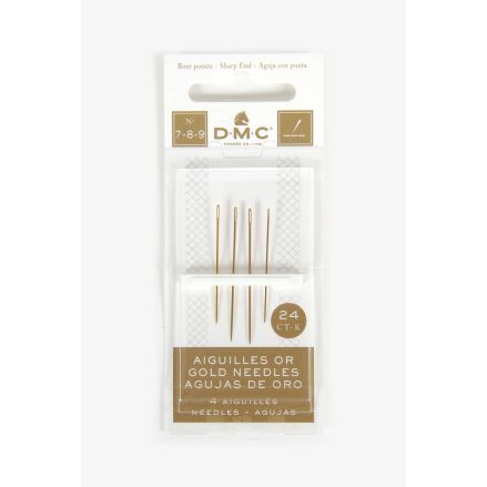 DMC Gold Embroidery Needles 6133 – Sizes 7/8/9, 4 pcs