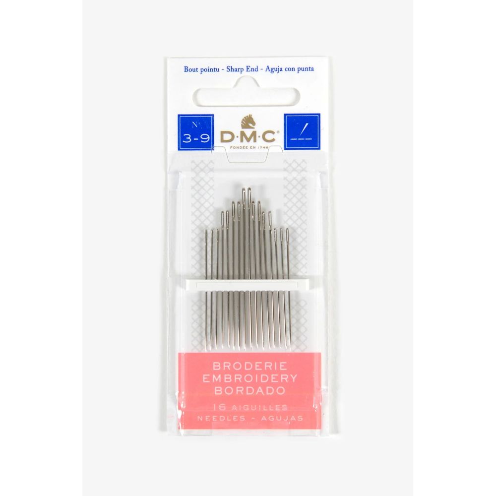 DMC Embroidery Needles 1765/2 – Sizes 3–9, 16 pcs