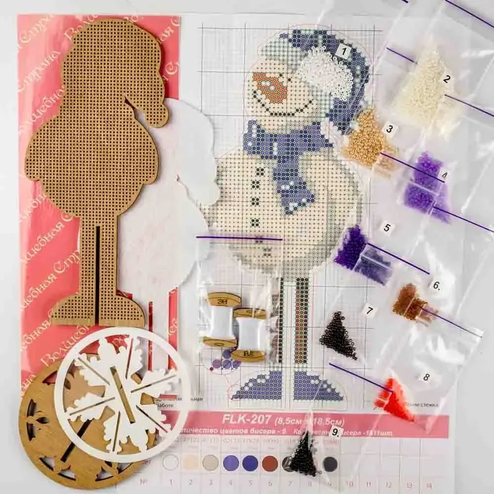 Wonderland Crafts Wooden Bead Embroidery Kit FLK-207 – Snowman In Cap