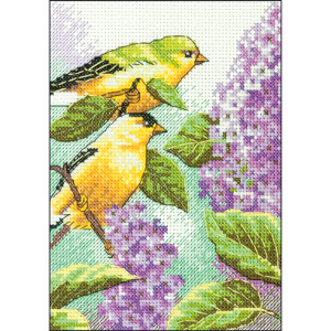 Counted Cross Stitch Kit 5"X7"-Goldfinch & Lilacs, Dimensions, 70-65153