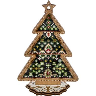 Wonderland Crafts Wooden Bead Embroidery Kit FLK-301 – Festive Christmas Tree