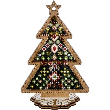 Wonderland Crafts Wooden Bead Embroidery Kit FLK-301 – Festive Christmas Tree