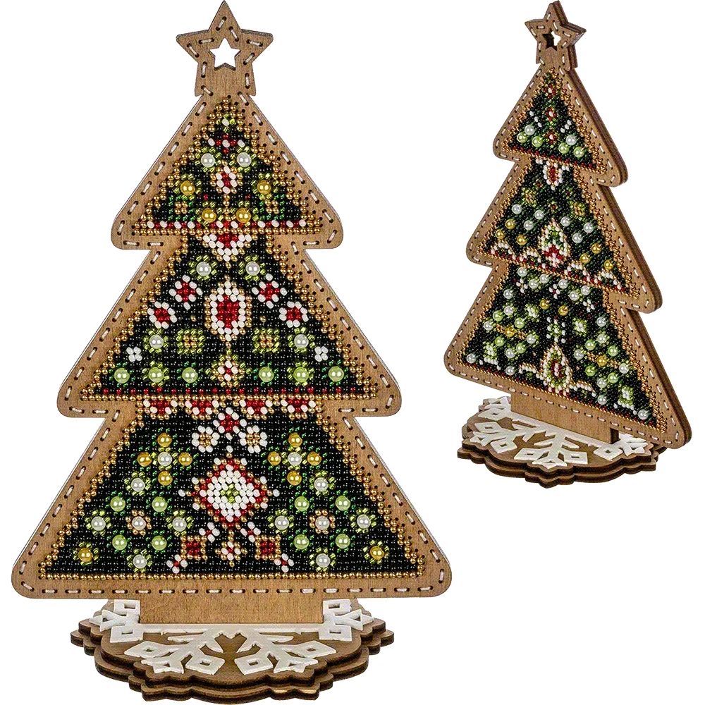 Wonderland Crafts Wooden Bead Embroidery Kit FLK-301 – Festive Christmas Tree
