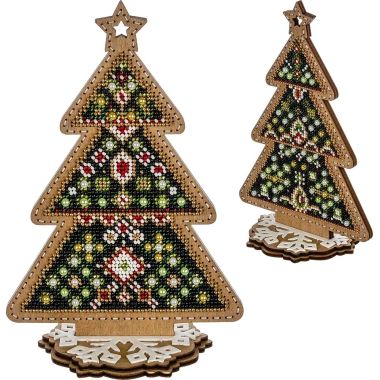 Wonderland Crafts Wooden Bead Embroidery Kit FLK-301 – Festive Christmas Tree