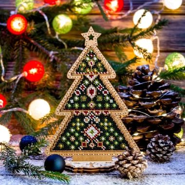 Wonderland Crafts Wooden Bead Embroidery Kit FLK-301 – Festive Christmas Tree
