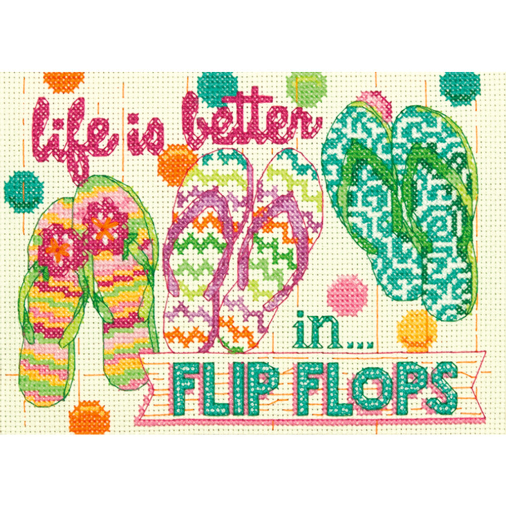 Counted Cross Stitch Kit 7"X5"-Flip Flops, Dimensions, 70-65152