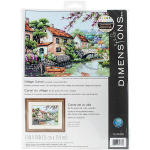 Counted Cross Stitch Kit 13"X10"-Village Canal, Dimensions, 70-35330
