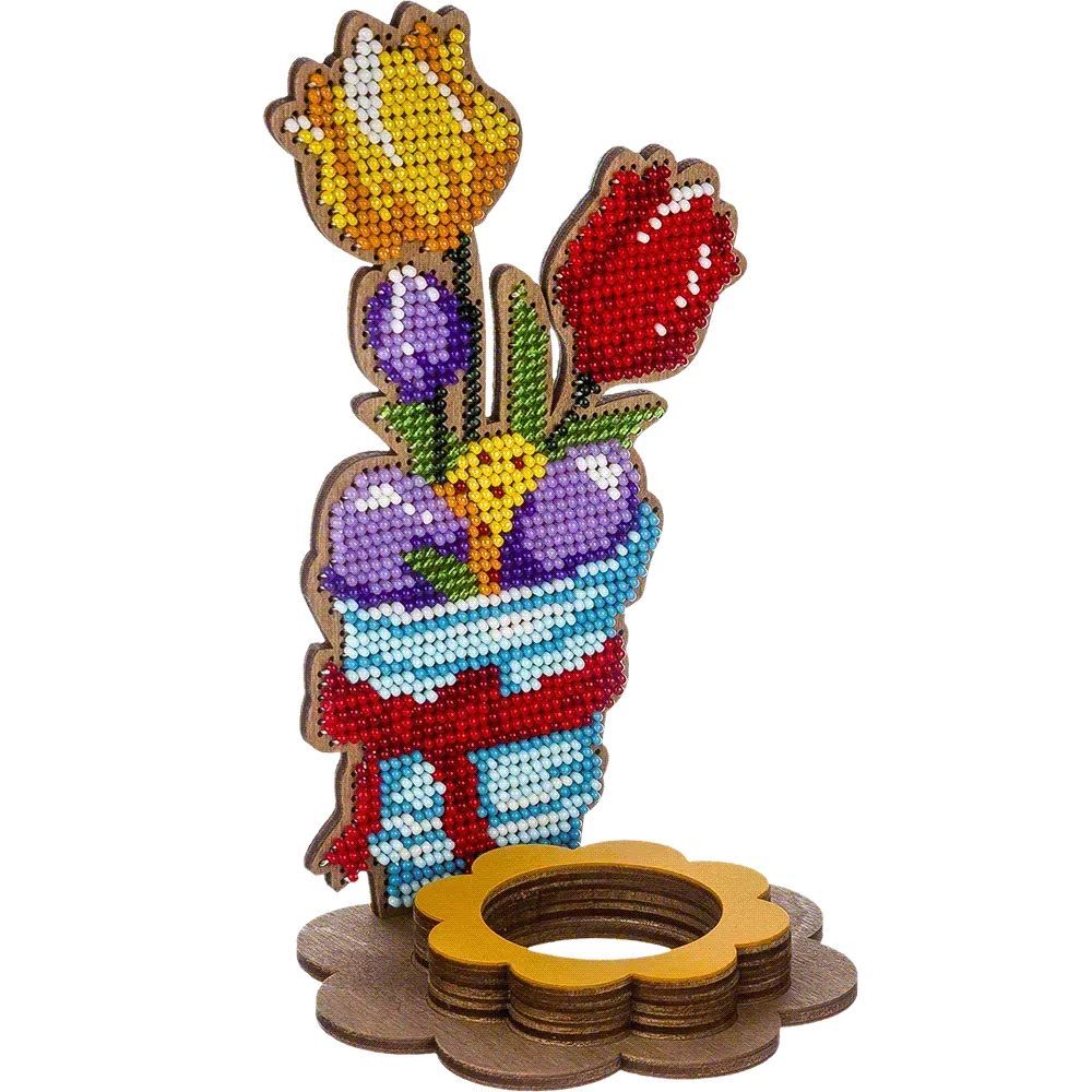 Wonderland Crafts Wooden Bead Embroidery Kit FLK-329 – Spring Bouquet