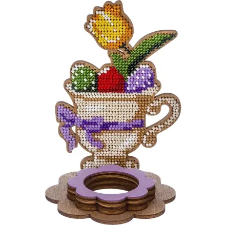 Wonderland Crafts Wooden Bead Embroidery Kit FLK-330 – Easter Egg Stand Cup With Tulip