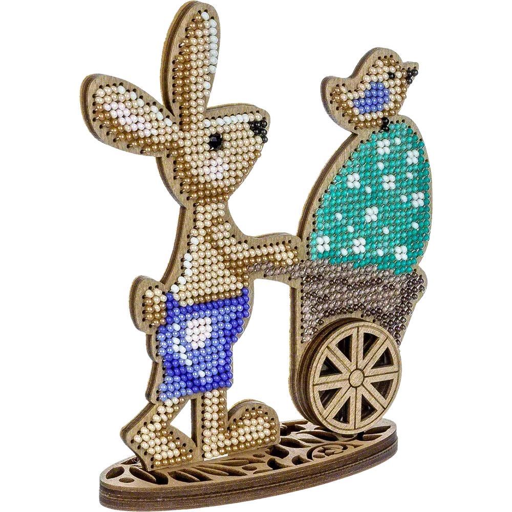 Wonderland Crafts Wooden Bead Embroidery Kit FLK-426 – Bunny With Trolley