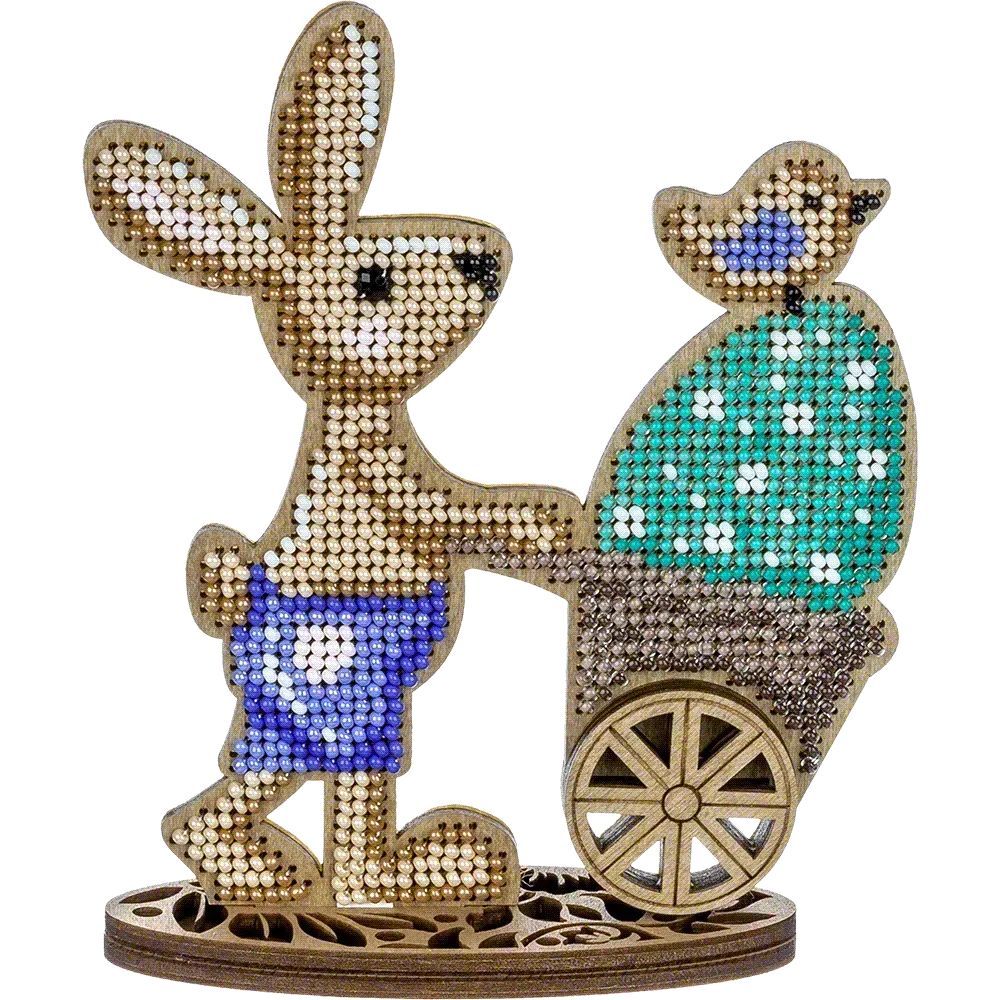 Wonderland Crafts Wooden Bead Embroidery Kit FLK-426 – Bunny With Trolley