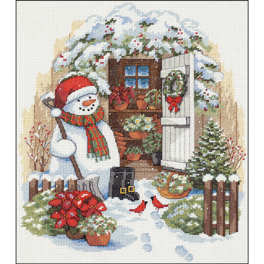 Counted Cross Stitch Kit Garden Shed Snowman, Dimensions 8817