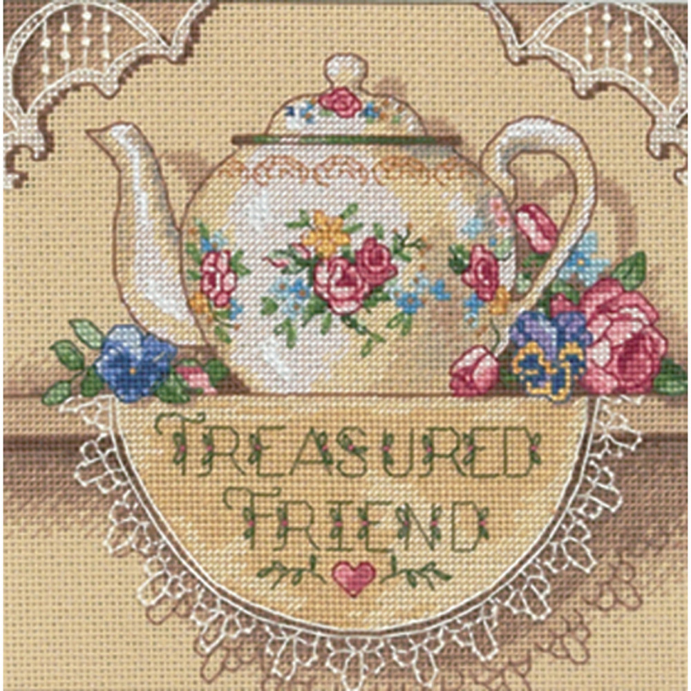 Counted Cross Stitch Kit Treasured Friend Teapot, Dimensions 6904