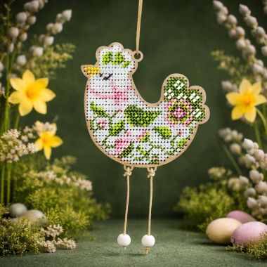 Kolorova Wooden Bead Embroidery Kit D-11 – Spring Hen