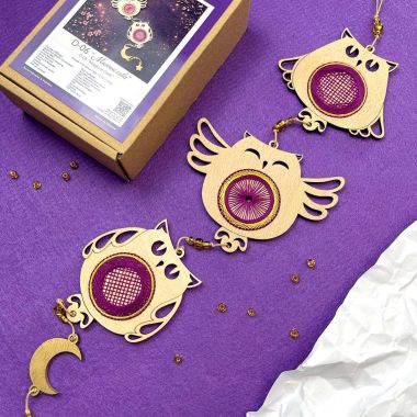 Kolorova Thread Embroidery Kit on Wood D-06 – Magic Owls