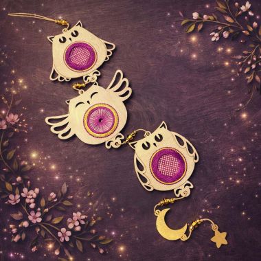 Kolorova Thread Embroidery Kit on Wood D-06 – Magic Owls