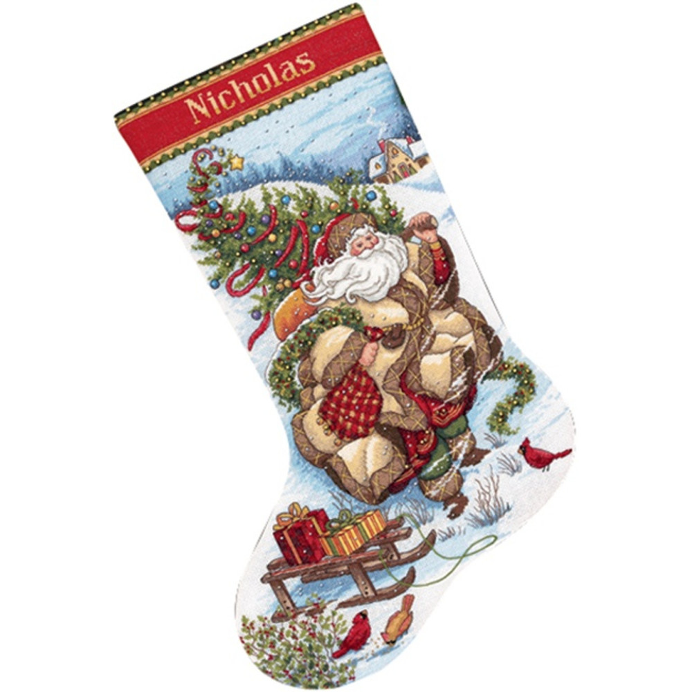 Counted Cross Stitch Kit Santa's Journey Stocking, Dimensions 8752