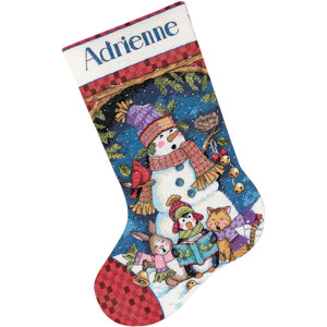 Counted Cross Stitch Kit 16" Long-Cute Carolers Stocking, Dimensions, 8751