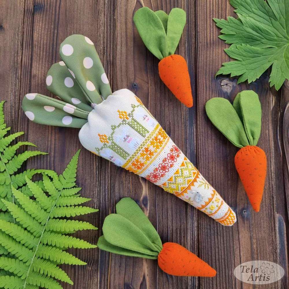 Eared Carrot Cross Stitch Kit – Tela Artis X-351 – Spring Easter Decor Eared Carrot Cross Stitch Kit – Tela Artis X-351 – Spring Easter Decor