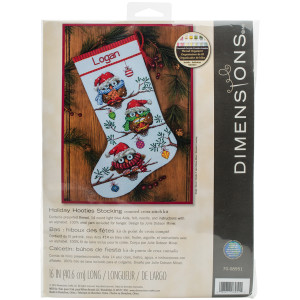 Counted Cross Stitch Kit 16" Long-Holiday Hooties Stocking, Dimensions, 70-08951