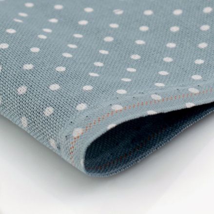 Zweigart 32 Count Lugana Murano Petit Point Evenweave Fabric 3984/5269 – Blue with White Dots