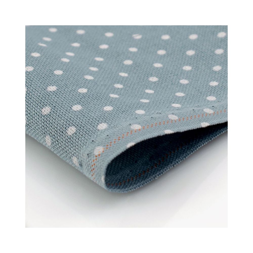 Zweigart 32 Count Lugana Murano Petit Point Evenweave Fabric 3984/5269 – Blue with White Dots