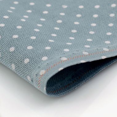 Zweigart 32 Count Lugana Murano Petit Point Evenweave Fabric 3984/5269 – Blue with White Dots