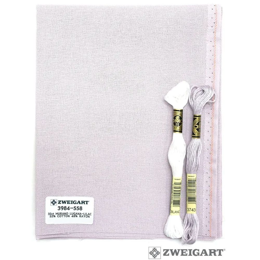 Zweigart 32 Count Lugana Murano Evenweave Fabric 3984/558 – Lilac