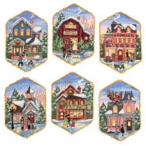 Counted Cross Stitch Ornament Kit Christmas Village Ornaments, Dimensions 8785