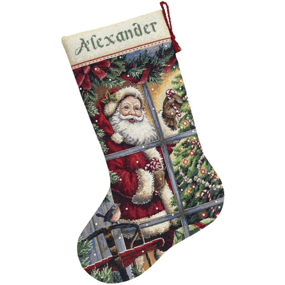 Counted Cross Stitch Kit Candy Cane Santa Stocking, Dimensions 8778