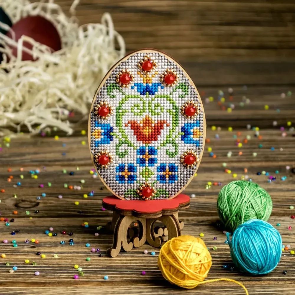 Wonderland Crafts Wooden Cross Stitch Kit FLW-036 – Easter Egg