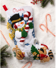 Bucilla ® Seasonal - Felt - Stocking Kits - Candy Cane Snowman - 89563E