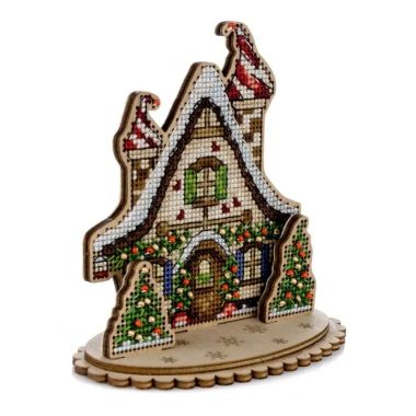 Wonderland Crafts Wooden Cross Stitch Kit FLW-046 – Winter Cottage